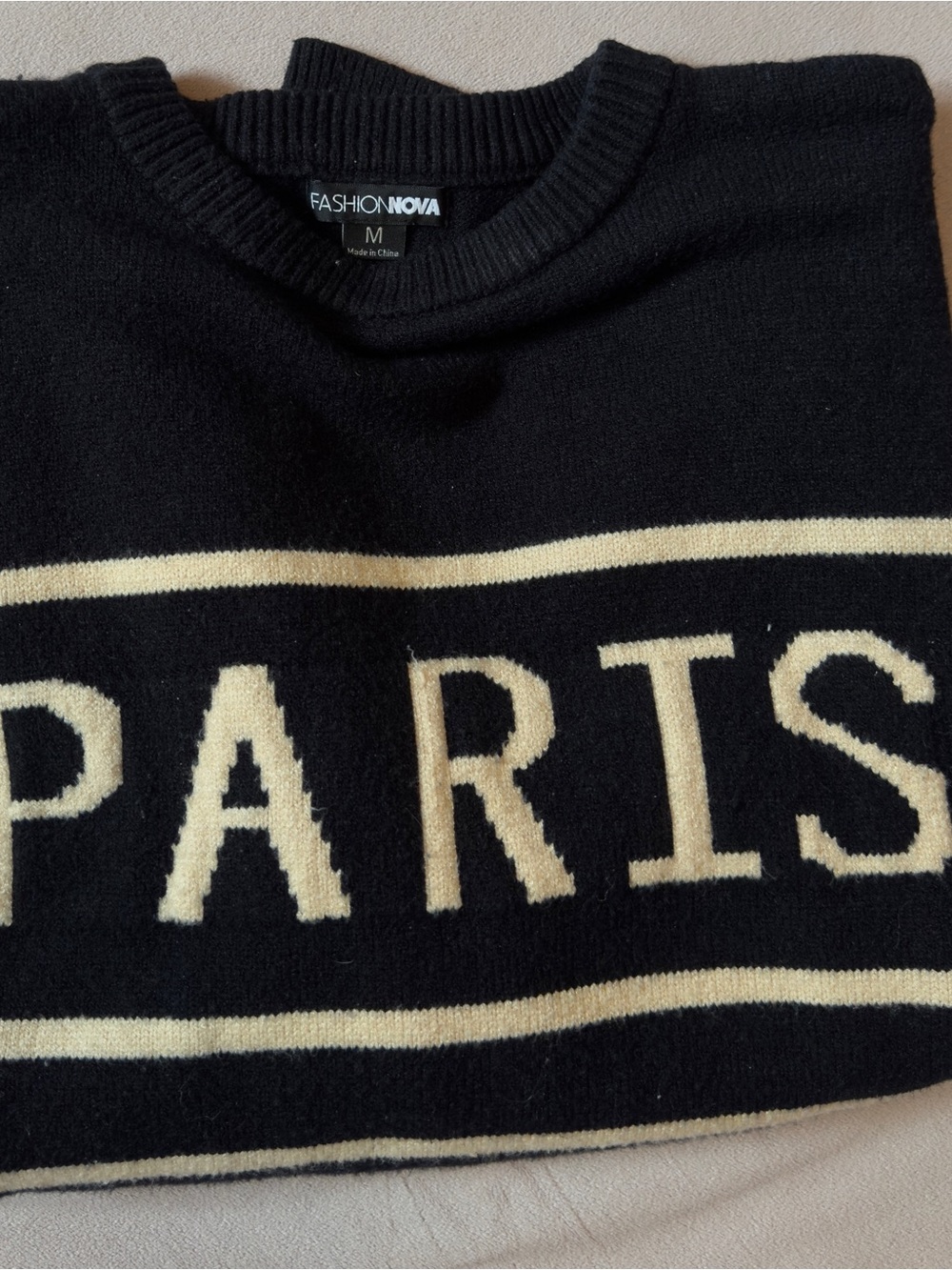 Fashion Nova Crewneck Sweater 'PARIS' Logo
